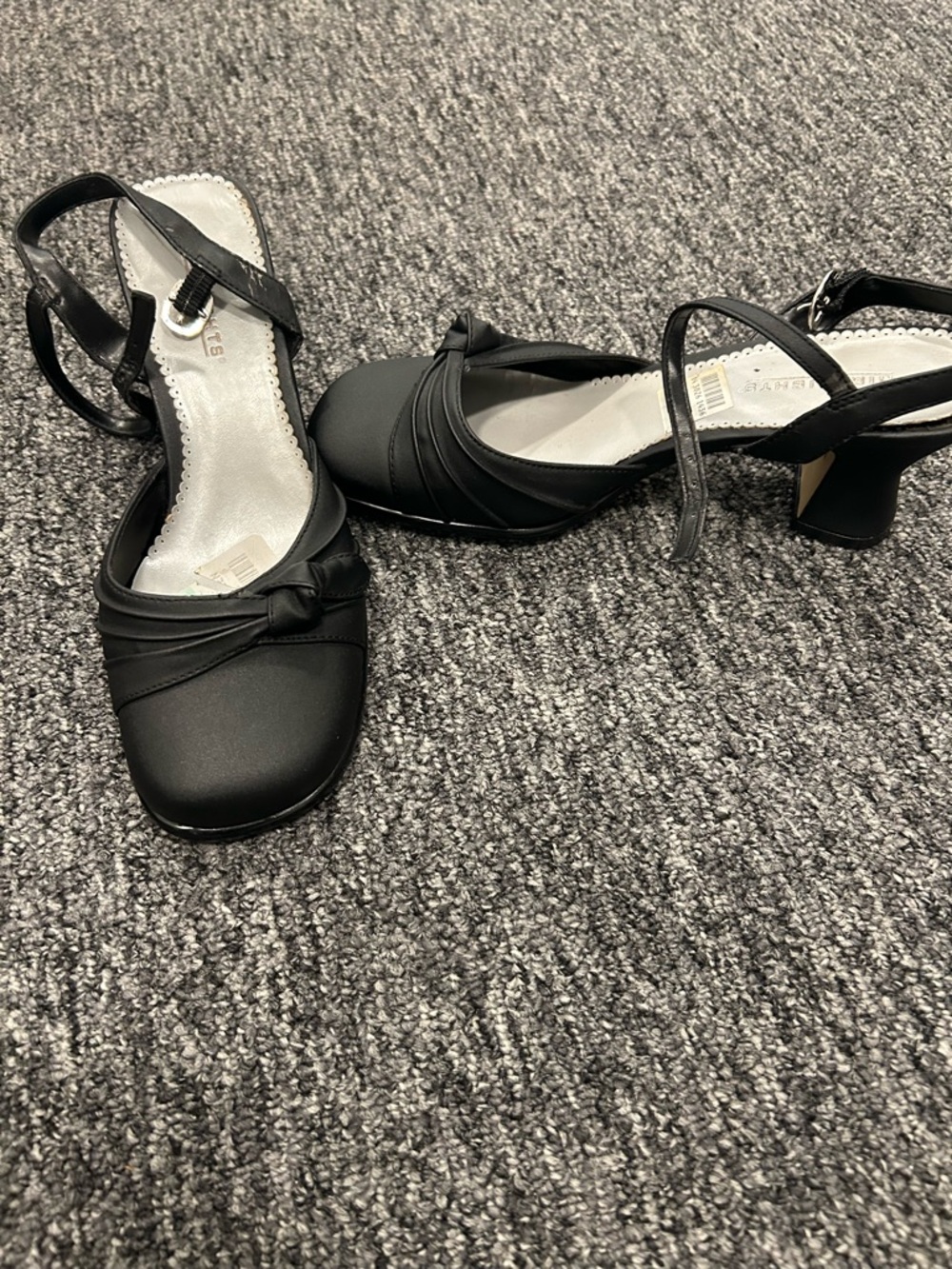 Classic Black Satin Slingback Kitten Heels